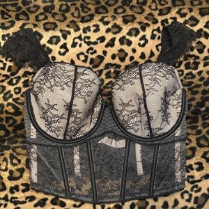 Black Lace Bustier Corset Top Small DD S-DD
